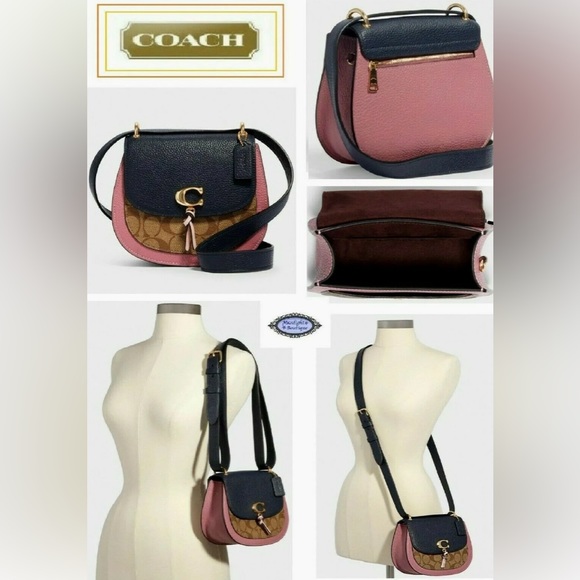 NWT COACH Remi Saddle Bag In Colorblock Signature Canvas - Picture 3 of 13